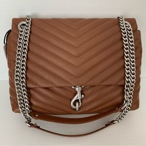 Rebecca Minkoff Edie Flap Shoulder Bag Tobacco HF21LEQD Chain Strap MSRP $298.00